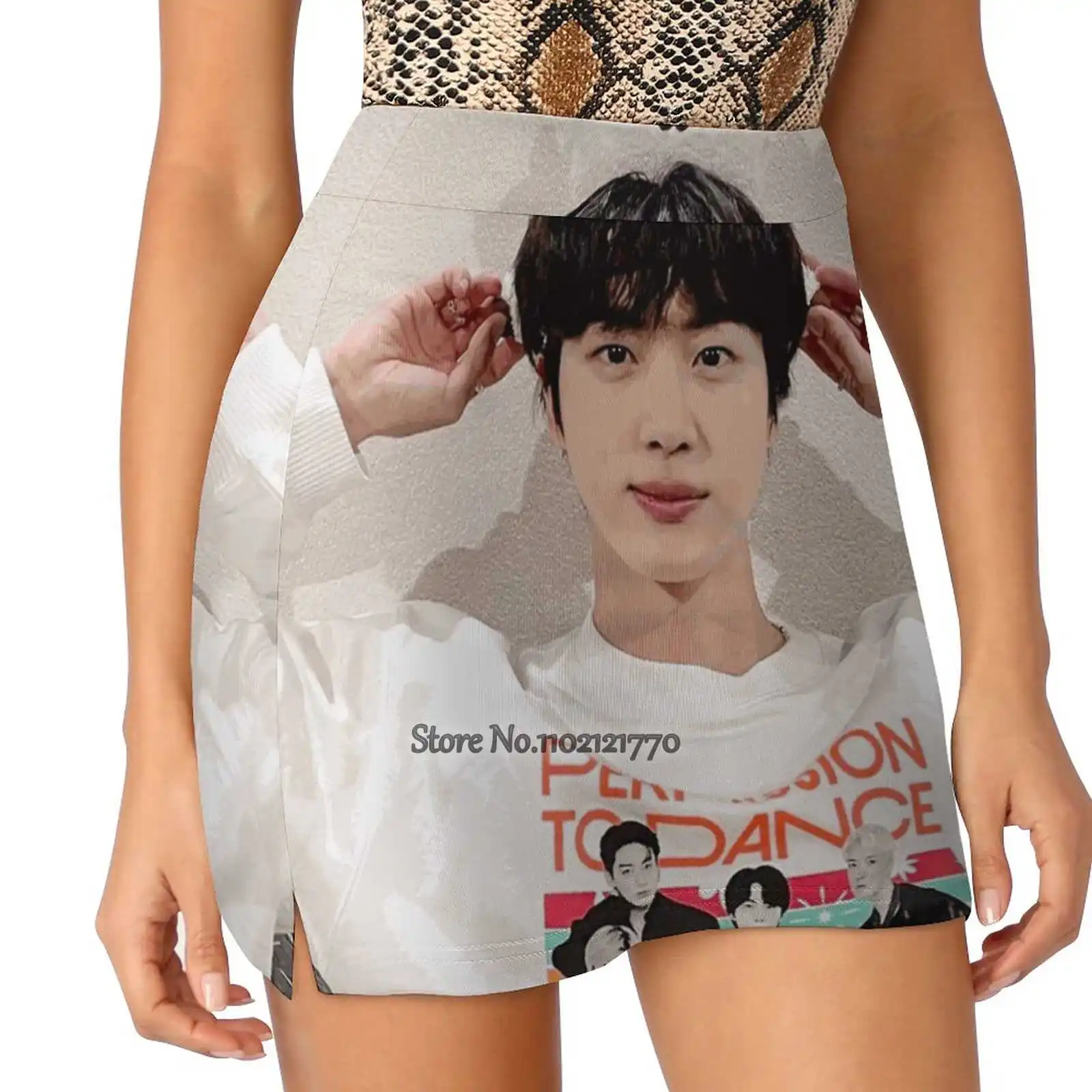 

Jin Women Sports Lining Skirt Tennis Dance Fitness Short Printed Skirts Kpop K Pop Korea South Korea Korean Idol Boys Beyond