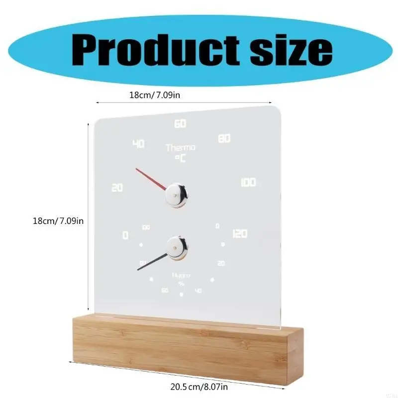 M7DA Sauna Room Thermometers Hygrometer with LED Light Waterproof Wall Mounted Celsius Temperature Humidity Measurement Meter