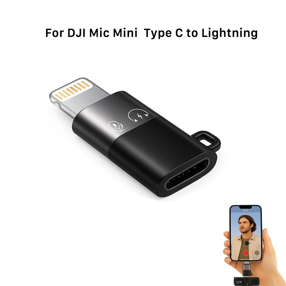2pcs For DJI Mic Mini Microphone Type C to Lightning Adapters for iPhone 14 13 12 11 Smartphone/PC/Mac Connector Accessories