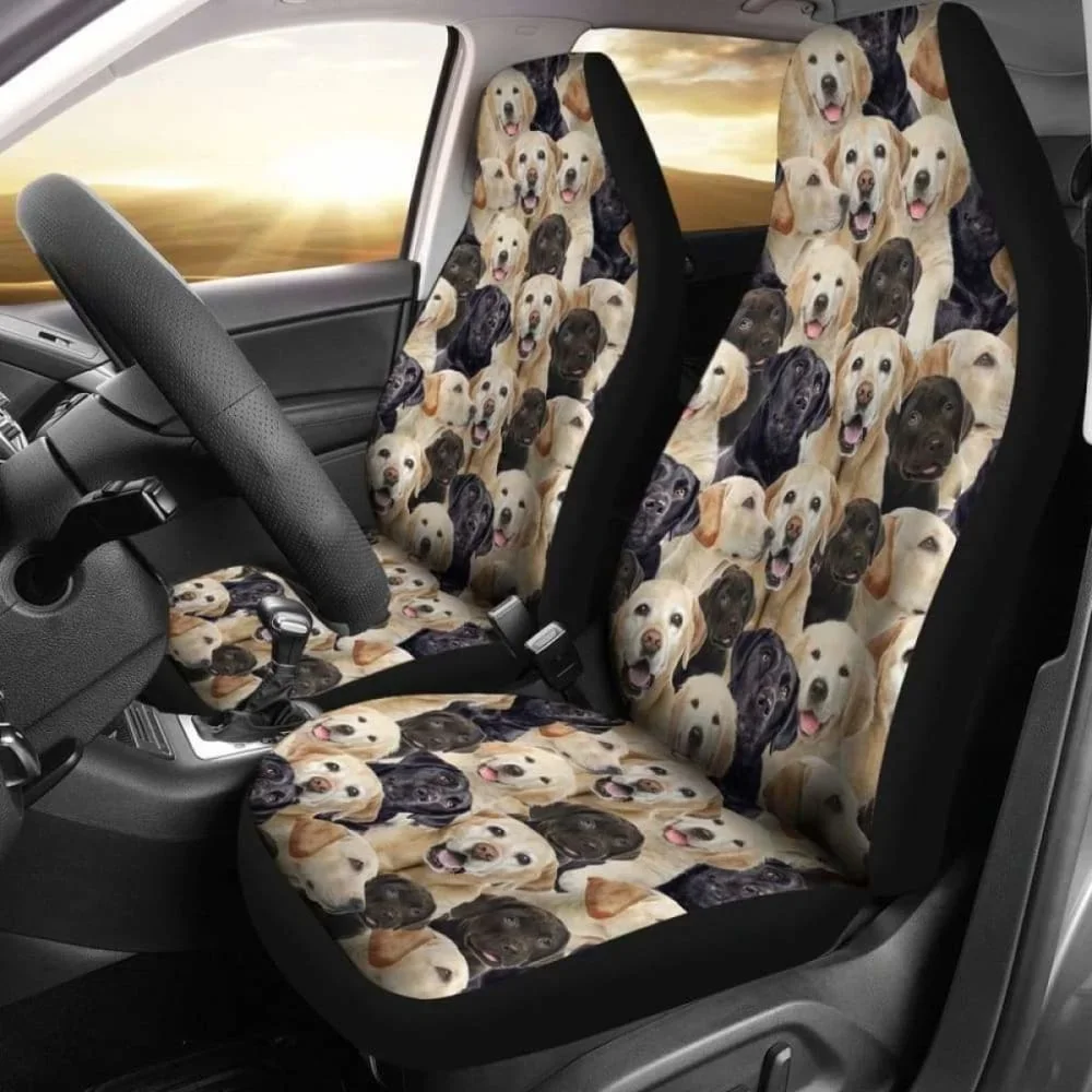 Labrador Retriever Full Face Car Seat Covers,Pack of 2 Universal Front Seat Protective Cover