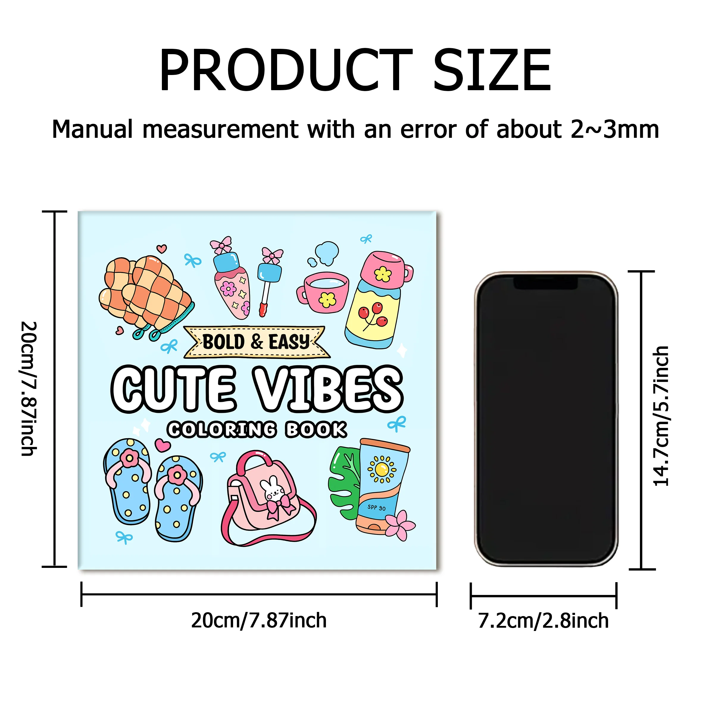 CUTE VIBES Bold-easy Patterns Coloring Book for Adults Cute Drawing Book Perfect Gift for Party and Birthday