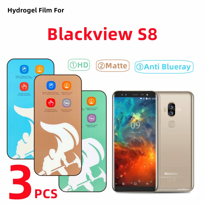 

3 шт. гидрогелевая пленка с защитой от синего света для Blackview S8, матовая защитная пленка для экрана Blackview S8 HD, защитная пленка