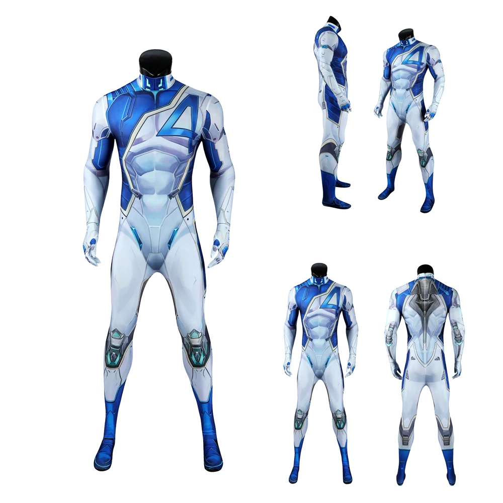 

Halloween Party Superhero Anime Men's Uniform Competitor Mr Fantastic Jumpsuit Fantastic Four Cosplay Costume Zenzai
