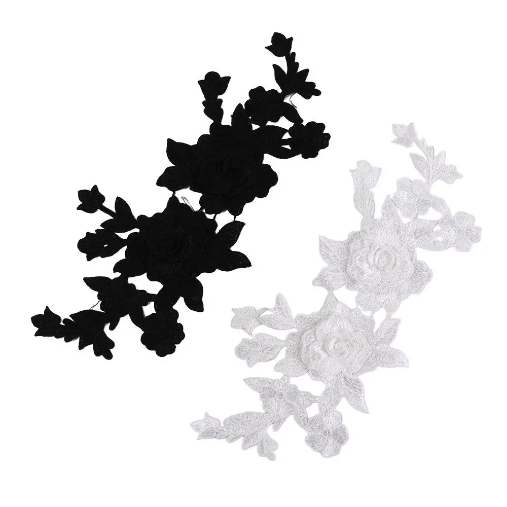 Exquisite Rose Flower Applique Lace Fabric Handmade Cloth Patch DIY Crafts Cloth Applique sewing