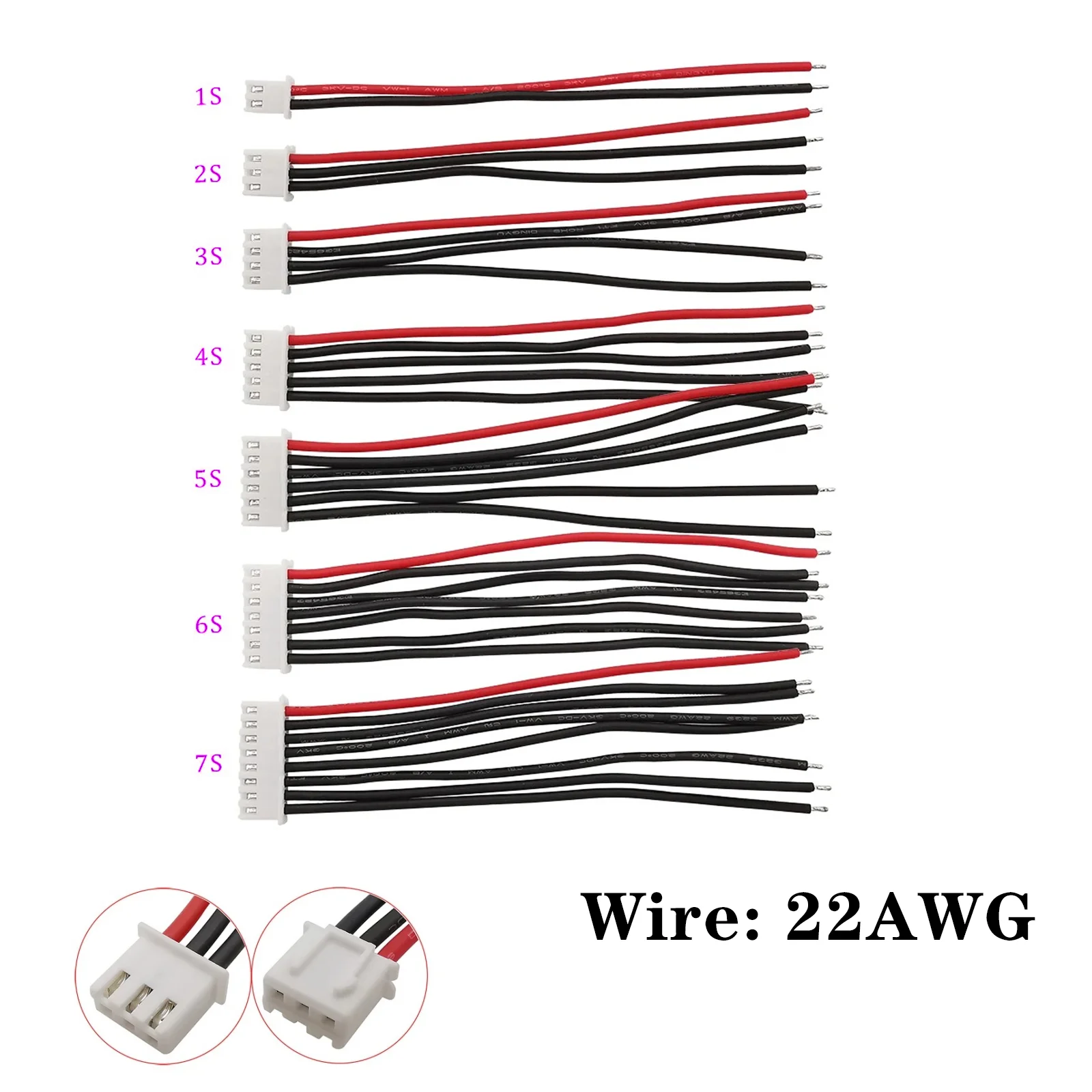 5Pcs JST-XH Balance Charger Cable 1S 2S 3S 4S 5S 6S 7S 8S 22AWG Silicone Wire 20cm Female Plug Extension Cord RC Lipo IMAX B6