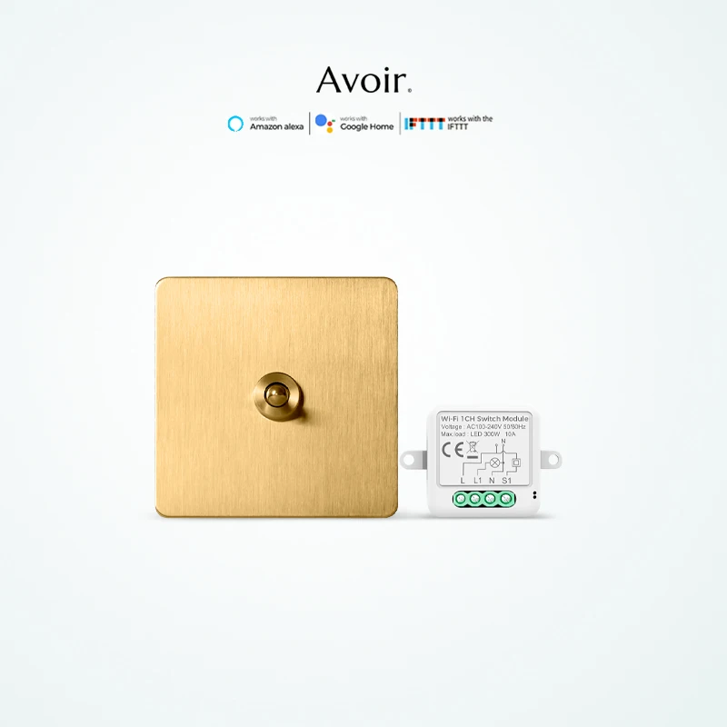 

Avoir Gold Stainless Steel Panel Toggle Switches For Houses Tuya Zigbee Switch Round Brass Lever Smart Home Products Wall Switch