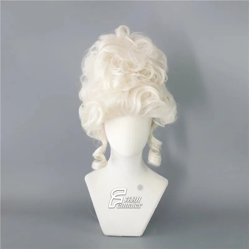 2025 aaa Retro Royal Cosplay Marie Antoinette Moonlight White Queen Court Masquerade Halloween Costume Hair Wigs + Wig