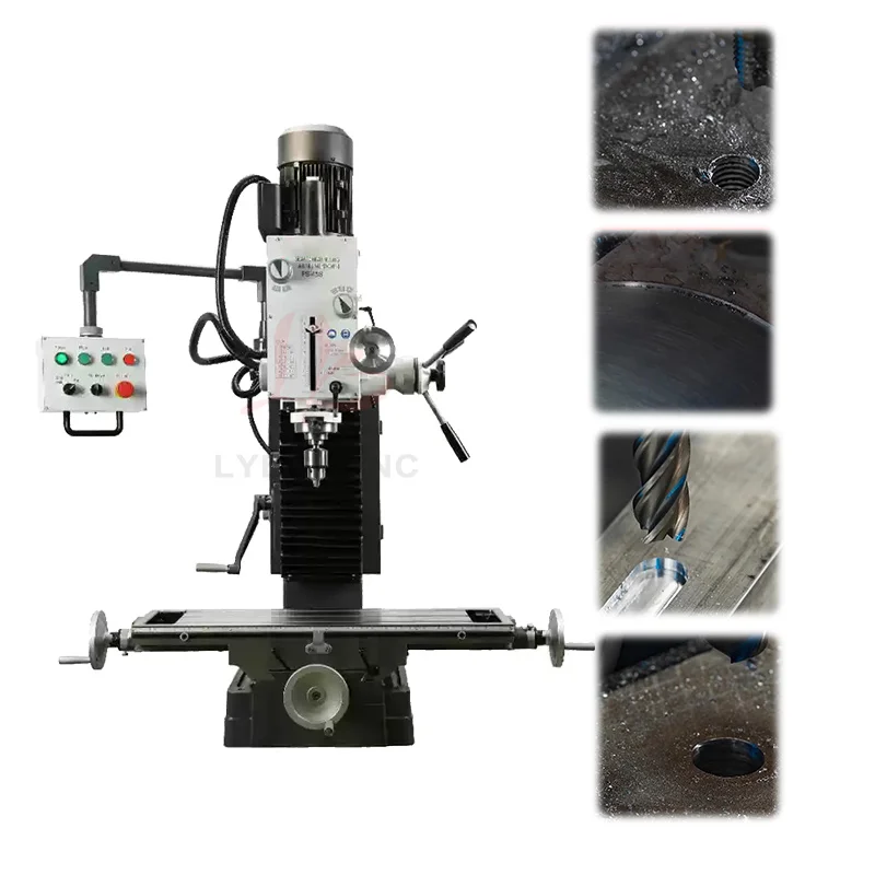 Máquina perforadora y roscada LY-45S para perforar y mecanizado de metales Pantalla digital de tres ejes Elevador de cabezal automático para ranurado