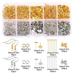 1 Set 10 Grid Box Ear Hook Single Loop 9-shaped Needle Ear Plug Set Handmade DIY Making Jewelry Earring Accessories Materials