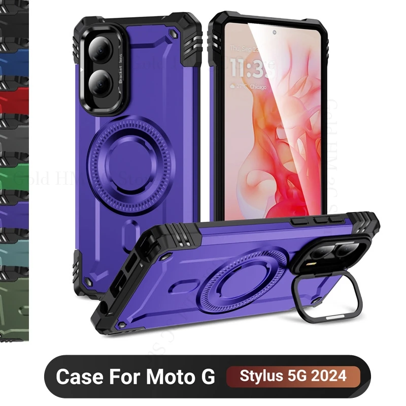 

Armor Heavy Duty Shockproof Case For Motorola G Play 5G 2025 Magnetic Flip Lens Stand Cover For Moto Stylus 5G G Power 2025 Capa