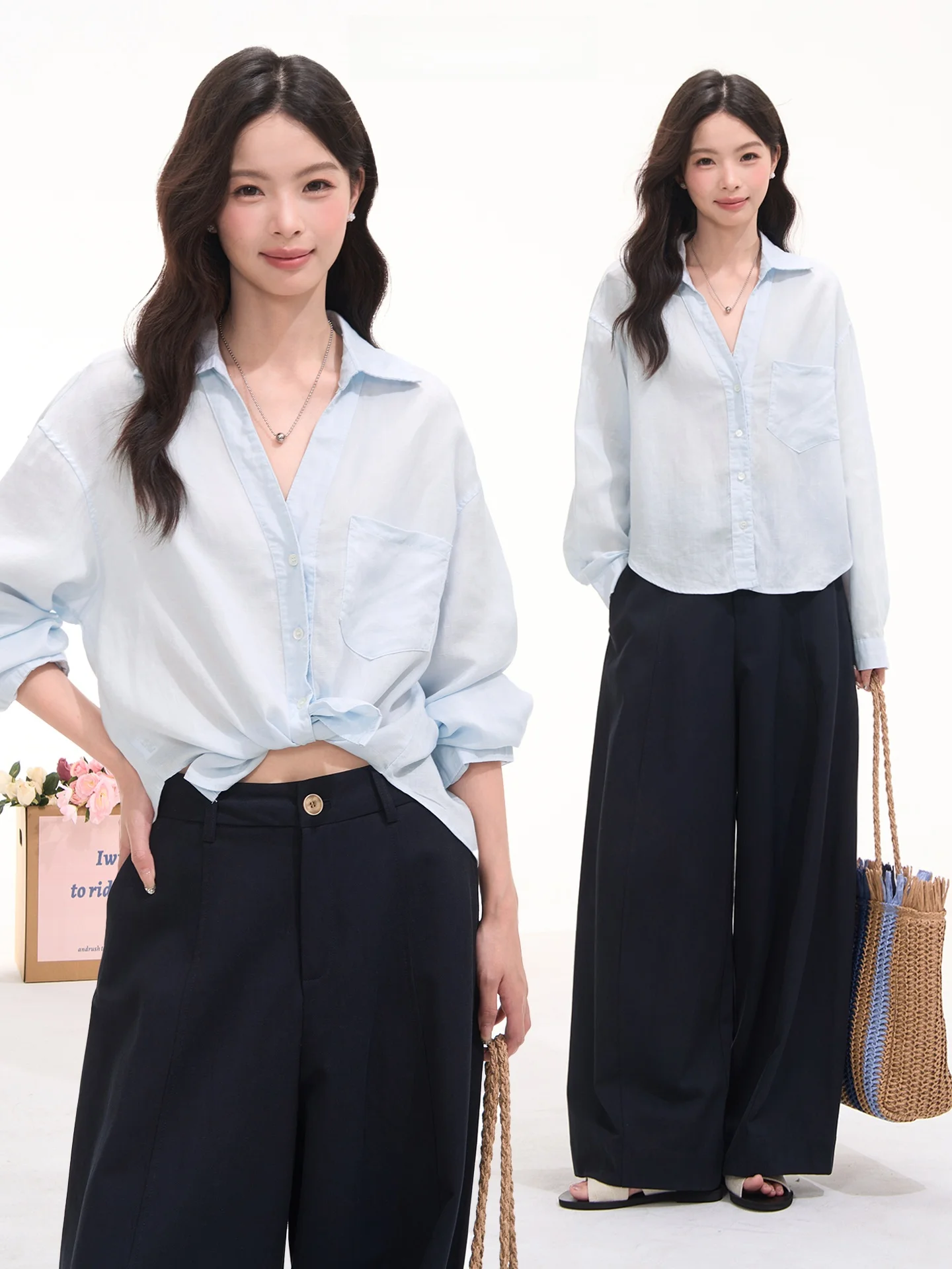 

High Quality Cotton Linen Long Sleeve V-Neck Shirt Women's Summer Sun Protection Top Heme White Day Dreamer Casual Loose Fit