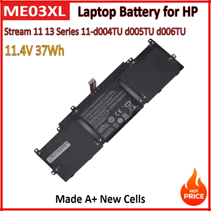 

11.4V 37Wh ME03XL Laptop Battery for HP Stream 11 13 Series 11-d004TU d005TU d006TU 787089-541 787521-005 HSTNN-UB6M TPN-Q154