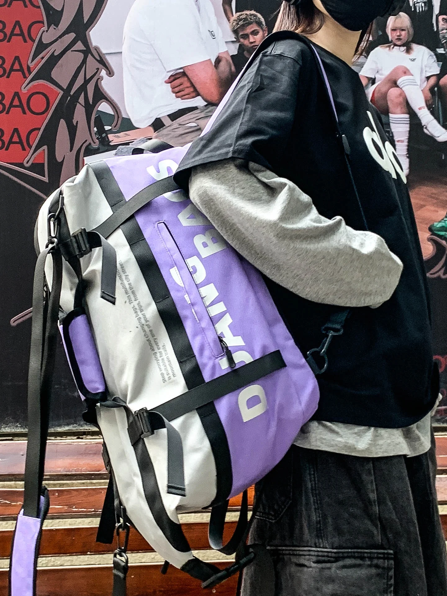 large-capacity-short-trip-travel-bag-women's-fitness-bag-wet-and-dry-separation-carry-on-bag-for-flight-oxford-cloth-foldable