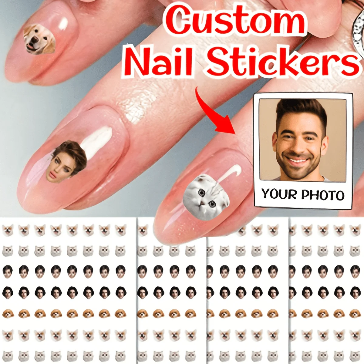 144pcs Custom Photo For Nail Stickers, Personalized For Nail Decals, Custom Portrait Patterns For Creating Unique Personalized