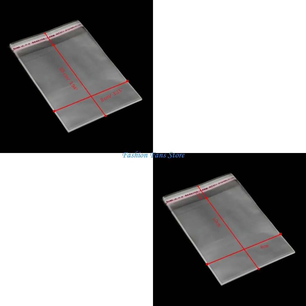100ps واضح الذاتي لاصق الكثير DIY مجوهرات ختم أكياس بلاستيكية 8x12 سنتيمتر 3.1 "x 4.7" #1