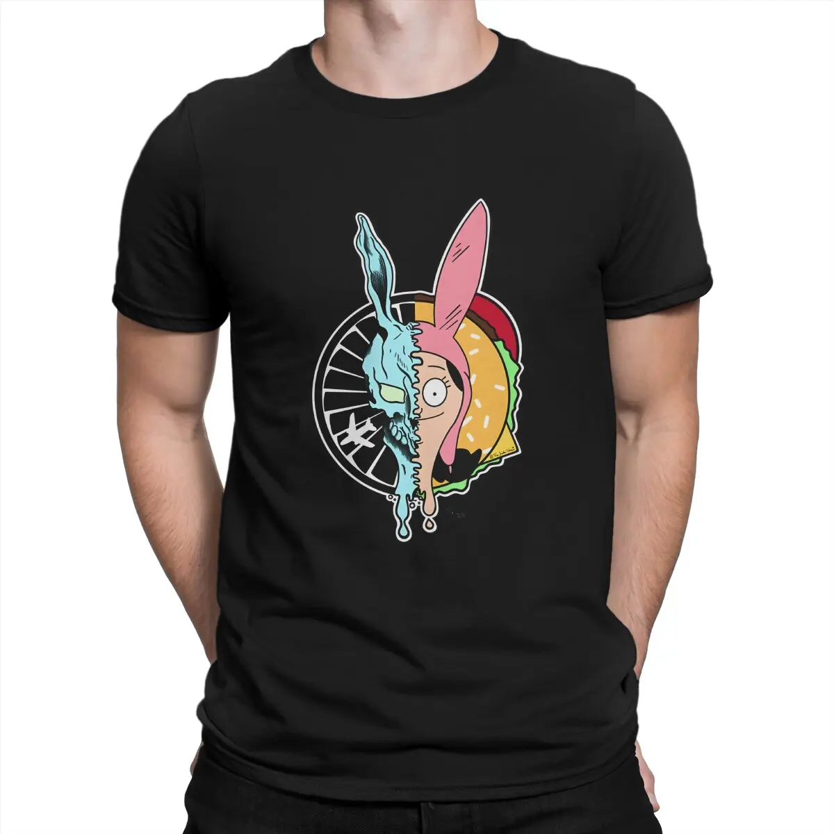 Camiseta de algodón puro para hombre, ropa de ocio de manga corta, cuello redondo, camisetas clásicas, Donnie, Darko, Bob S, Burgers, Mashup