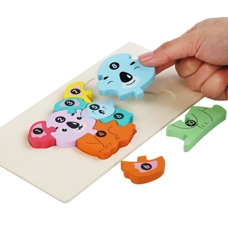 จิ๊กซอว์ไม้ปริศนาเด็กการ์ตูนสัตว์ฟ็อกซ์หมีแมว Kola 3D ปริศนาเกมเด็กการเรียนรู้ของเล่นเพื่อการศึกษาเด็ก