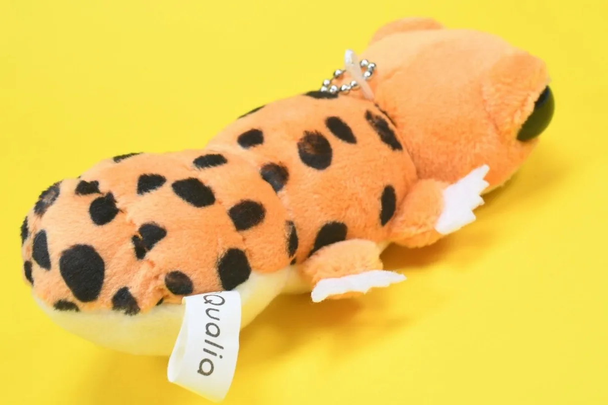 퀄리아 캡슐 토이 귀여운 카와이 레오파드 게코 플러시 토이 디아블로 블랑코 도마뱀 파충류 인형 볼 체인 가방 키 펜던트 피규어