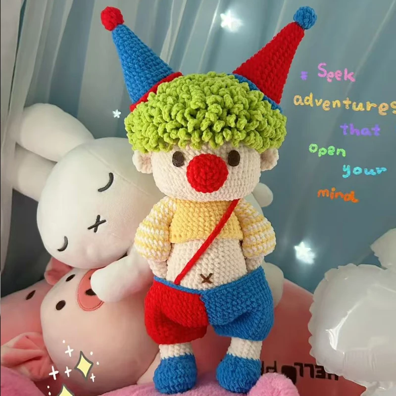 

Handmade Crochet Pocket Clown Doll DIY Knitted Plush Toy Cute Gift for Friends Custom Color Design Home Decor Party