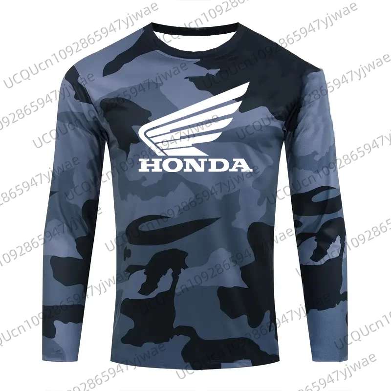 

Камуфляжная футболка с длинным рукавом для мотоцикла Honda, быстросохнущая дышащая футболка для бездорожья, велосипеда для бездорожья, горных приключений