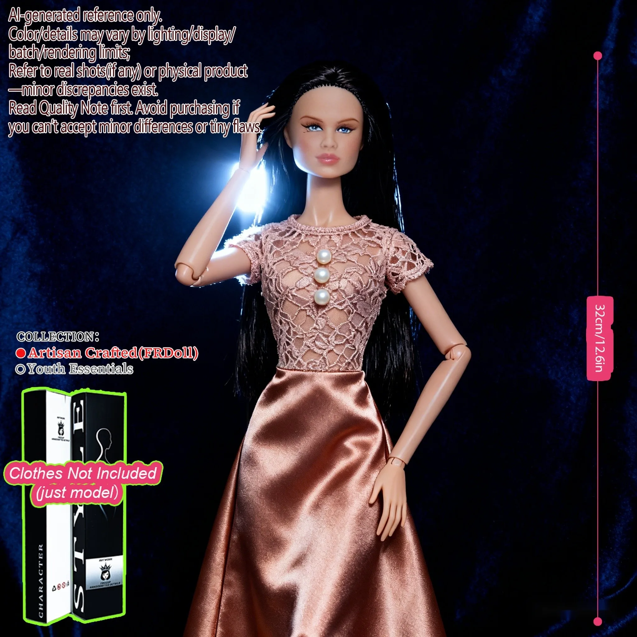 ตุ๊กตา BJD ขนาด 12.6 นิ้ว แบบเหมือนจริงสำหรับนักสะสม - ตุ๊กตาแบบข้อต่อทรงนางแบบแฟชั่น พร้อมข้อต่อ 12 จุดสำหรับงาน DIY (ไม่มีเสื้อผ้า)