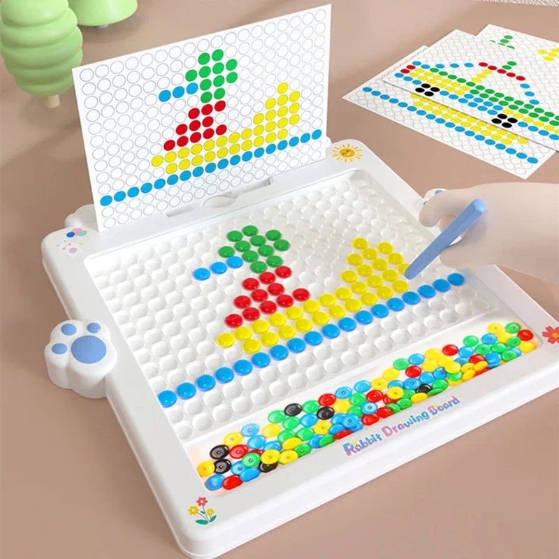 子供用磁気お絵かきボードおもちゃ漫画ウサギマグネットビーズお絵かきタブレット赤ちゃんモンテッソーリ早期教育玩具