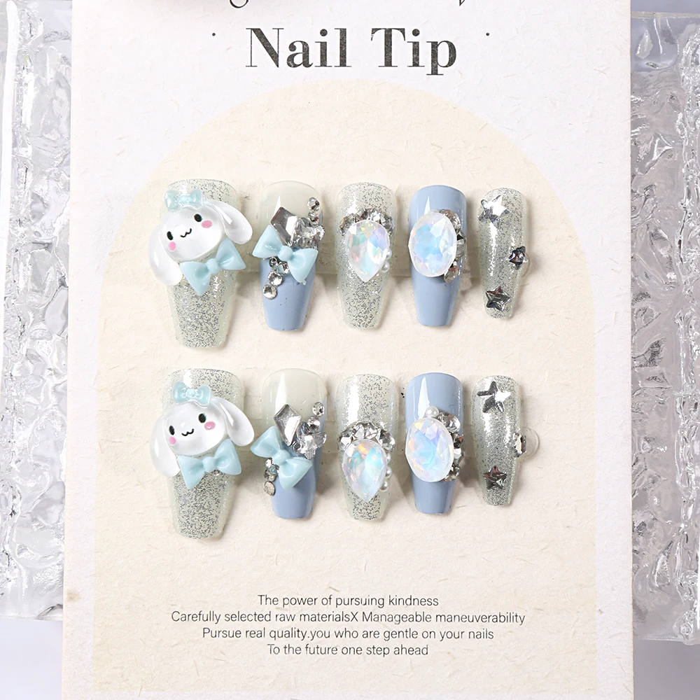 24pcs sanrio cinnamoroll handmade Ál- nails aranyos Gúnyrajz Meghajlás rhinestones Köröm patches kuromi charms Fehérneműs szekrény -en nails lányok ajándékok