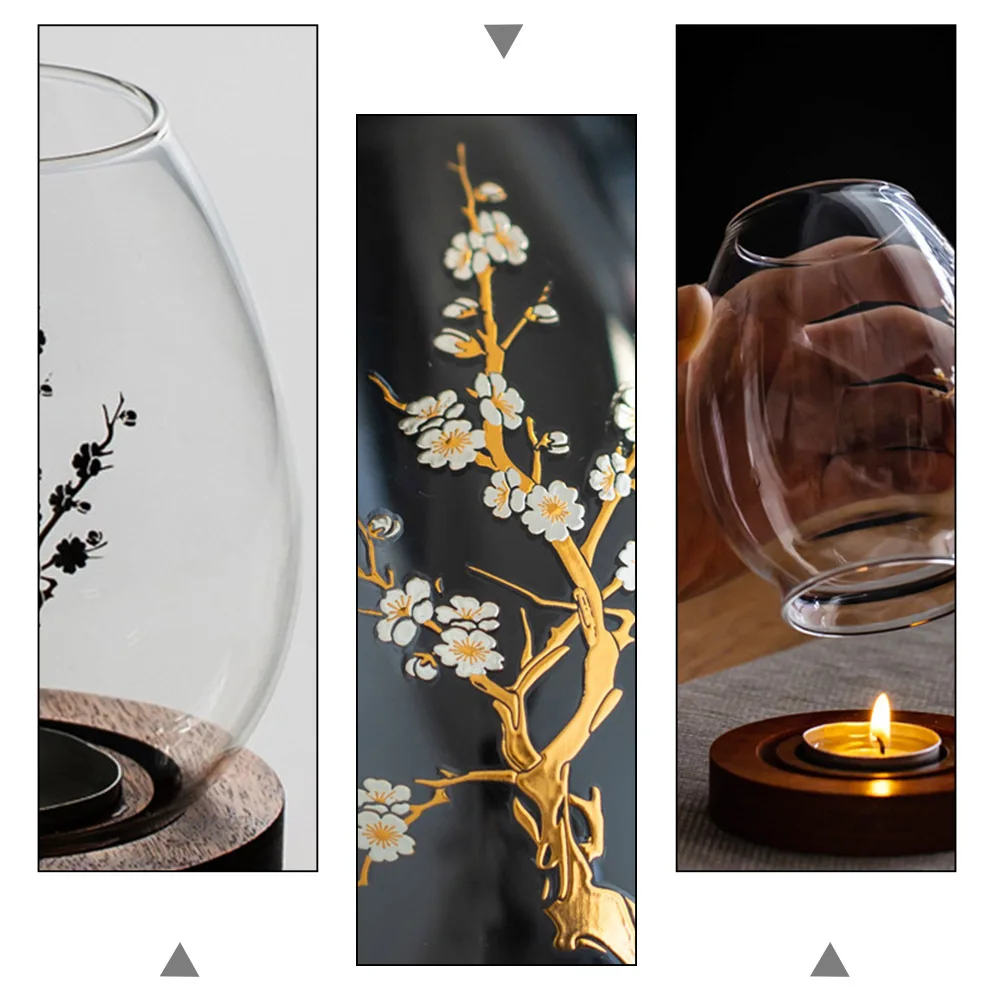 

1Pcs Exquisite Glass Cover Holder Flower Pattern Decorative Shade Indoor Protective Cover