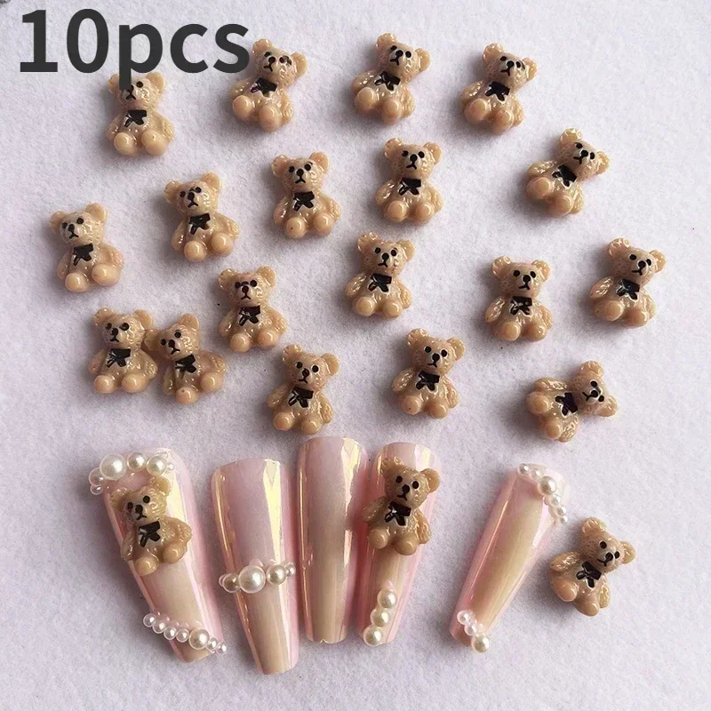 10Pcs Nail art Bär Geformt Nagel Charms Nette Nail art Dekorationen Schmuck Strass Zubehör Maniküre Diy Nägel Kunst Werkzeuge