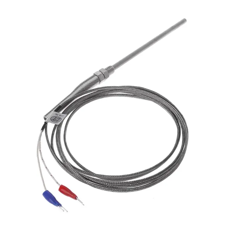 652F 50mm/100mm/200mm K type Thermocouple 2m Cable Thread Temperature Probe