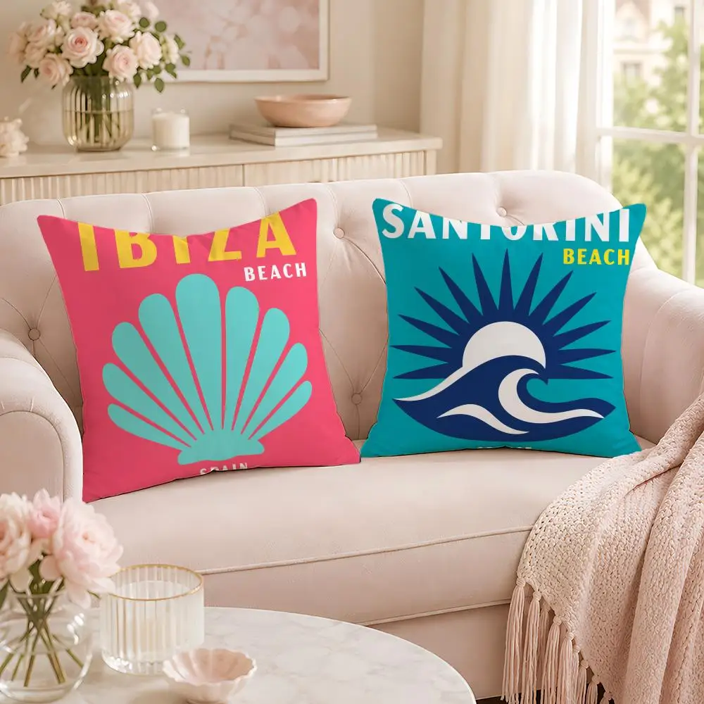Aesthetic Travel College Style Cushion Cover Soft Short Plush Pillow Case Double Sided Print Washable Sofa Home Decor Gift
