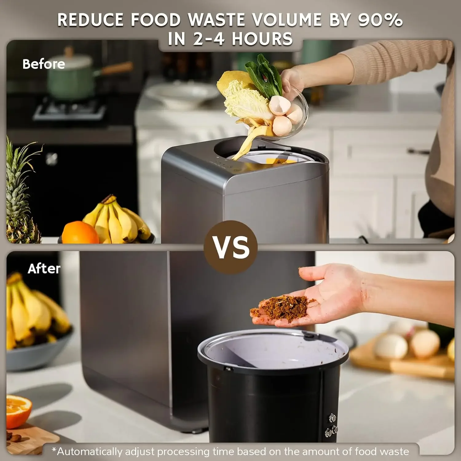 Revive Electric Kitchen Composter, 2.5L Capacity with SHARKSDEN Tri-Blade, Turn Food Waste and Scraps into Dry Compost Fertilize