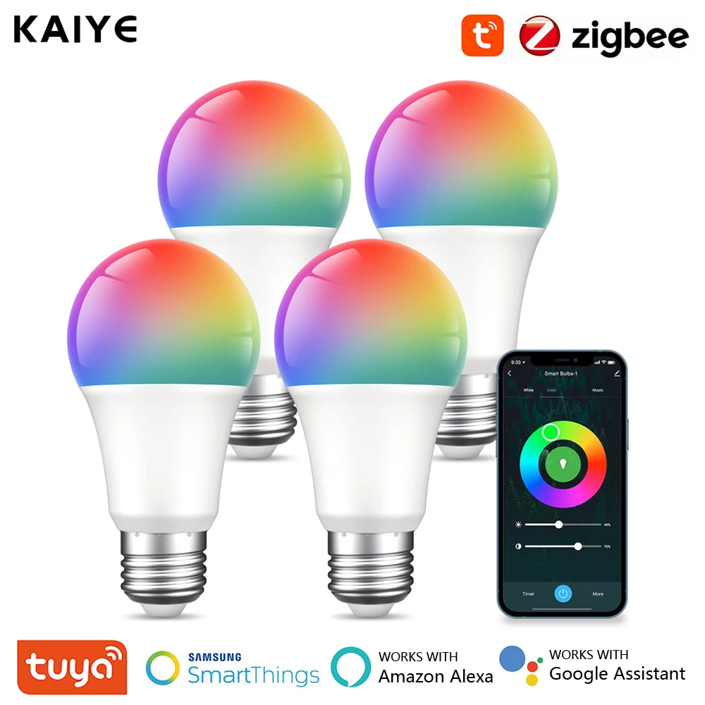 

10W Zigbee Led Light Bulb E27 Tuya Smart Home Led Lamp RGB+CW+WW Dimmable Bulb Voice Control With Google Home Alexa Smartthings