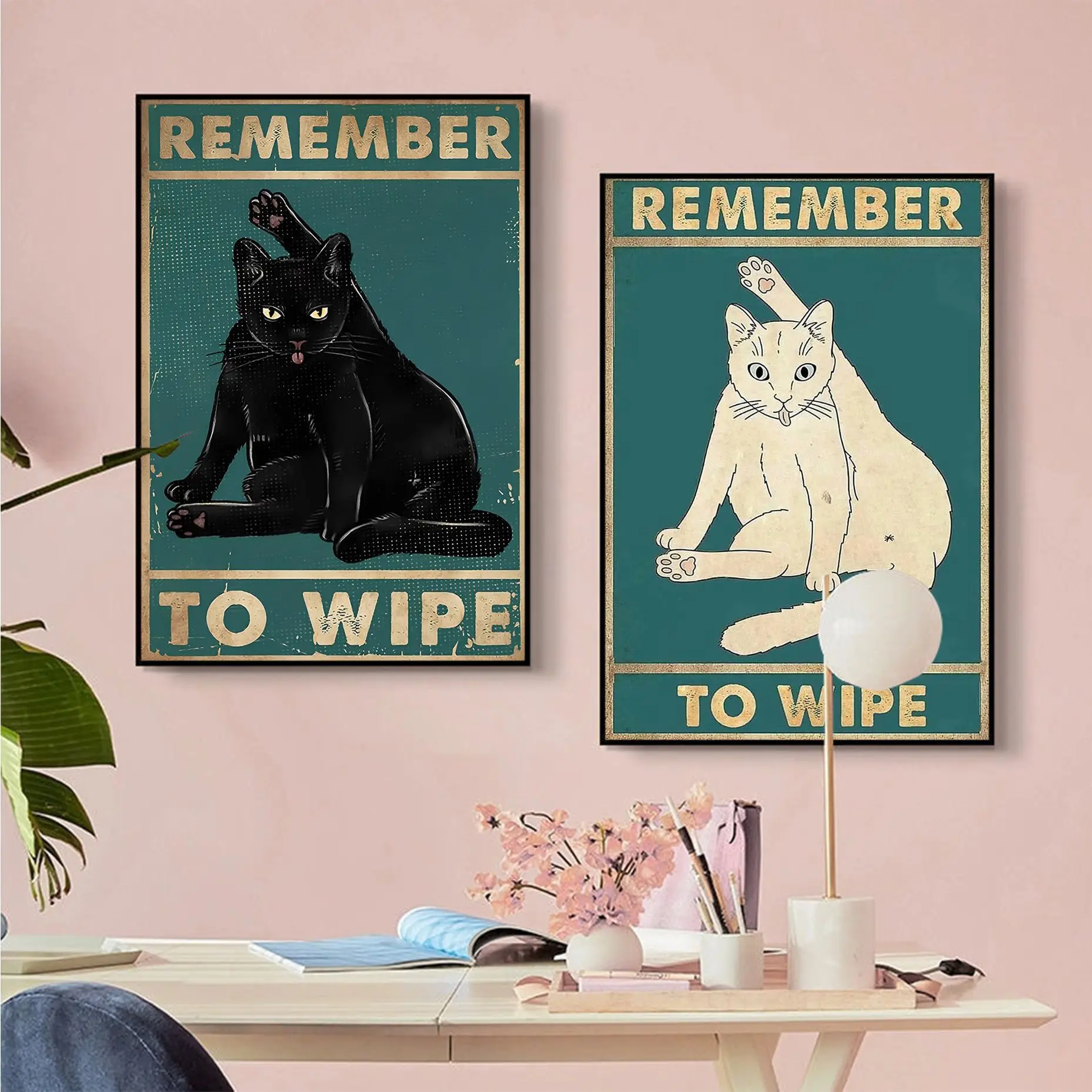 Black Cat Funny Pets Self-adhesive Art Poster Whitepaper Prints Posters Artwork Vintage Decorative Painting