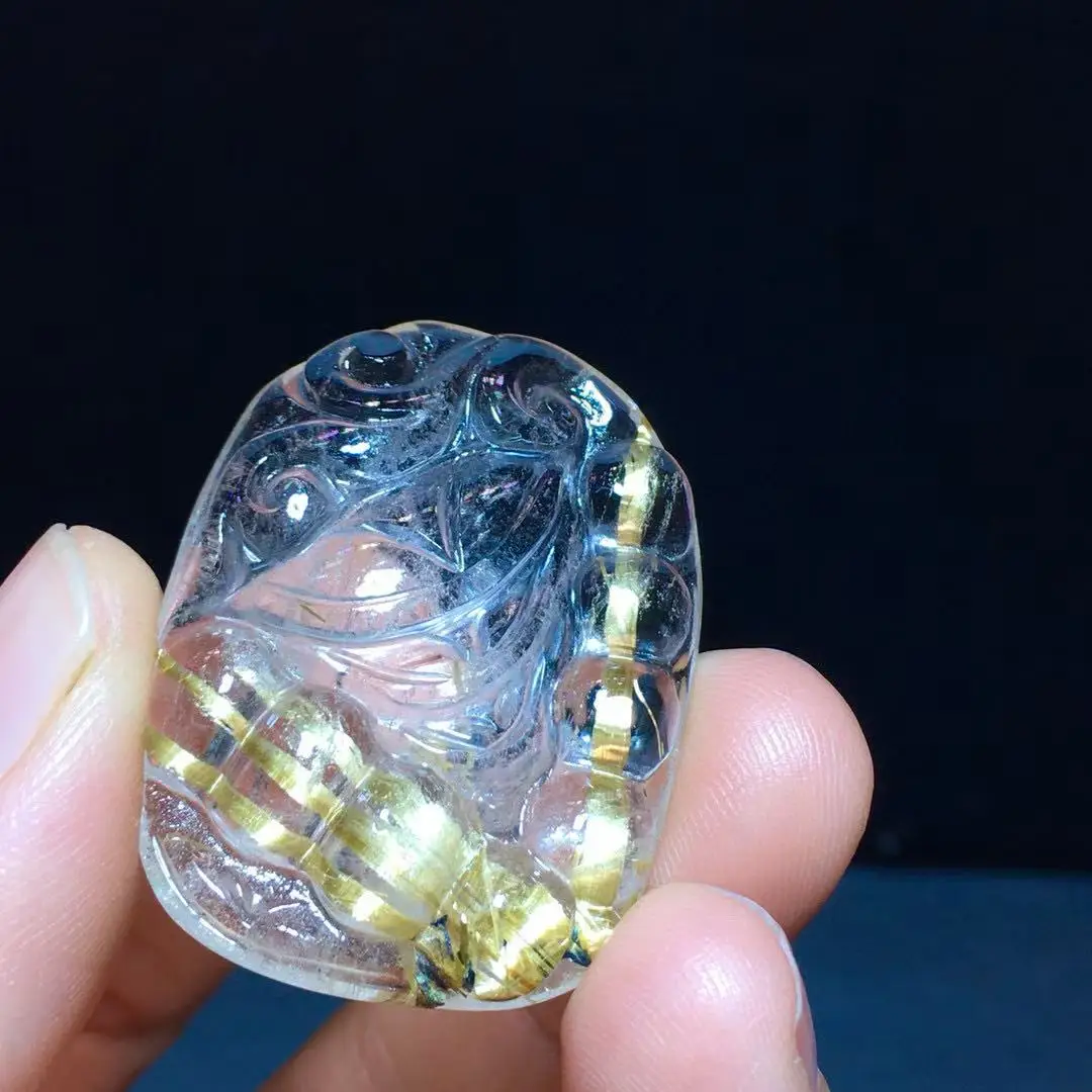 

Natural Gold Rutilated Quartz Pendant Flower Rutilated Quartz Jewelry 34x26mm Men Women Brazil AAAAAAA