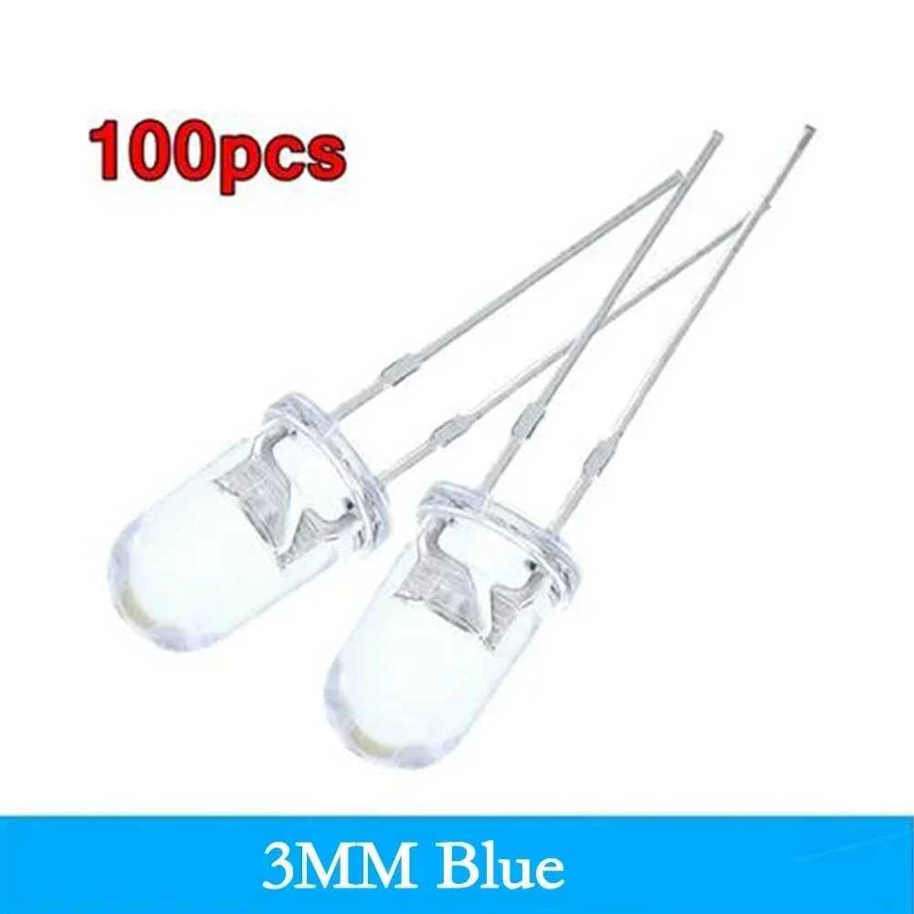 Bulb Ultra Bright LEDs Part Wear-resistance 100 LEDs 17mm Length 2 Stitches 3MM LED Lights Long Lasting NA Socket