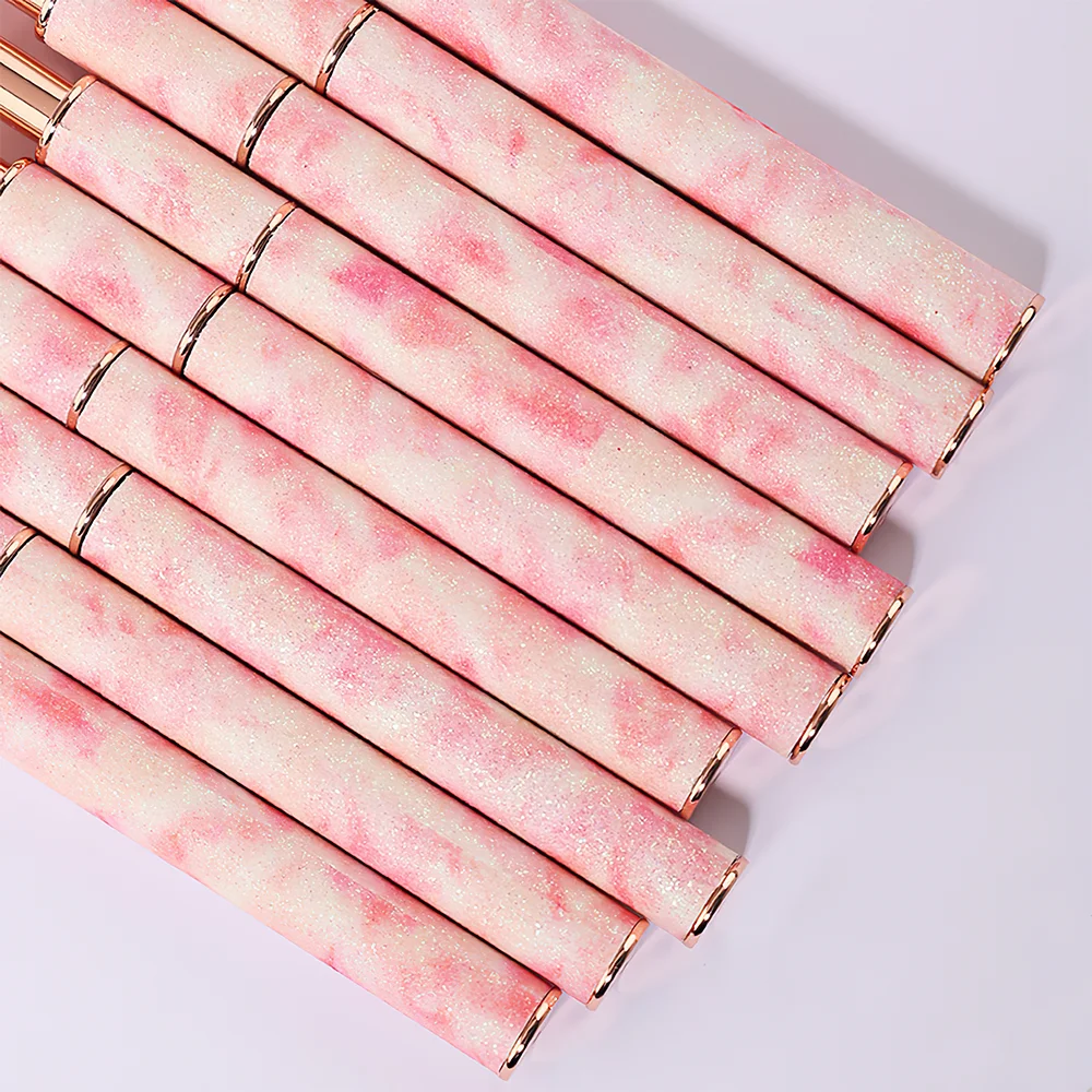 Nail Art Brushes Set Rose Gold Handle, Liner Blending Ombre Kit for Gel Design, Premium Nail Supplies