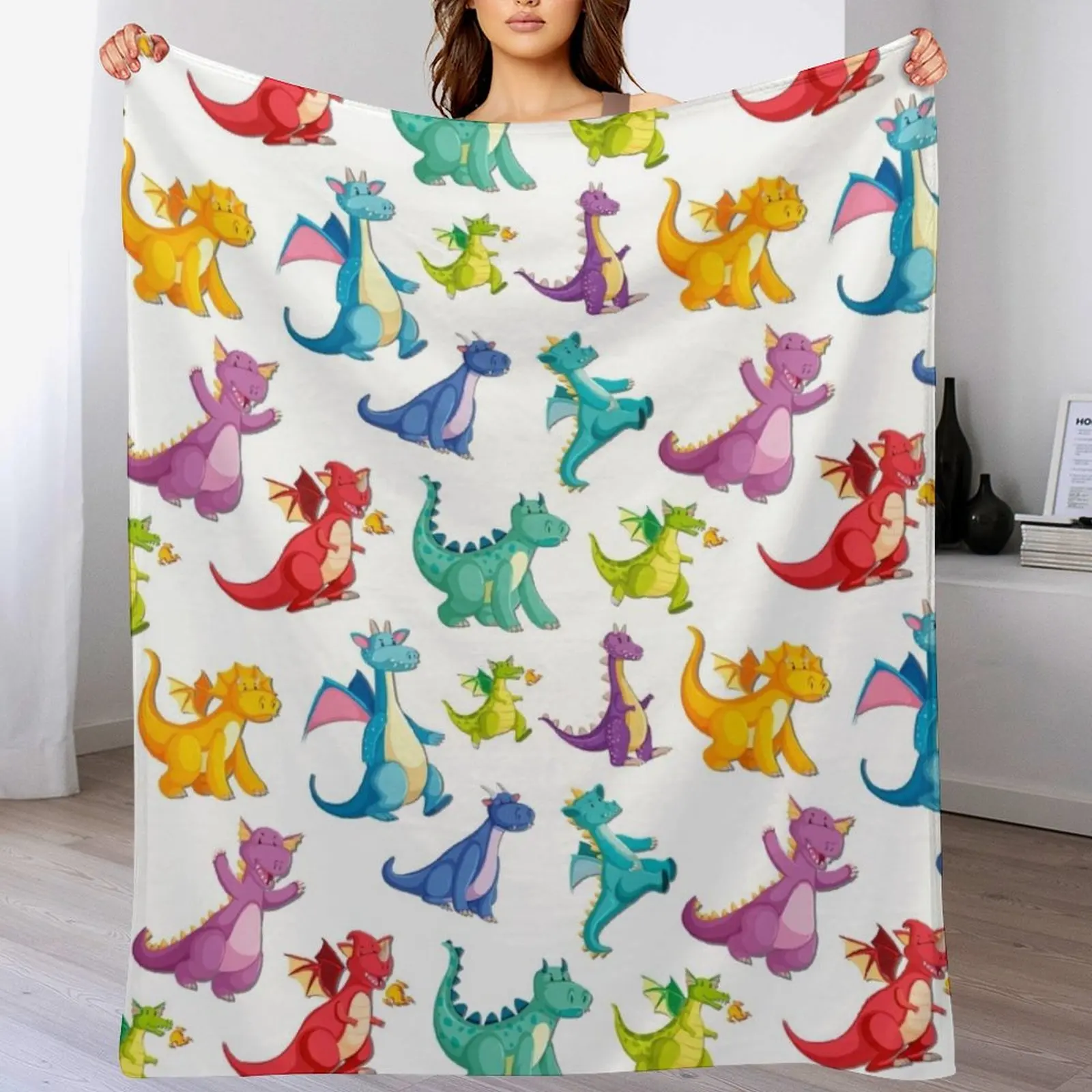 

Dragon Fire Pattern Throw Blanket Travel Size Cozy Blanket for Plane Train