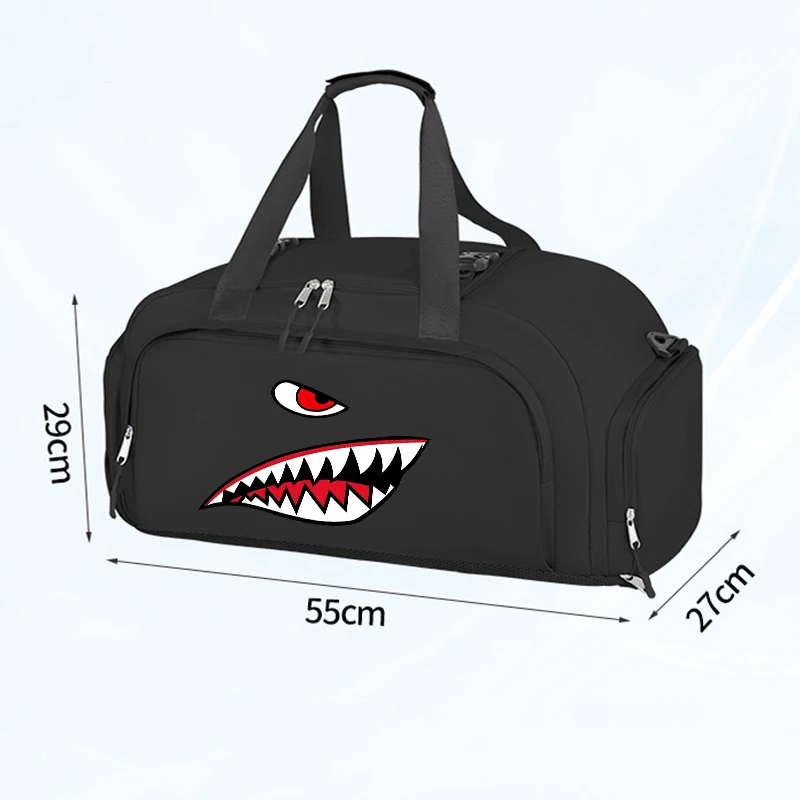 Neue Reisetasche im Haifisch-Design, große Kapazität, wasserdichte Sporttasche mit Schuhschrank, multifunktionaler Rucksack. – Detail 1