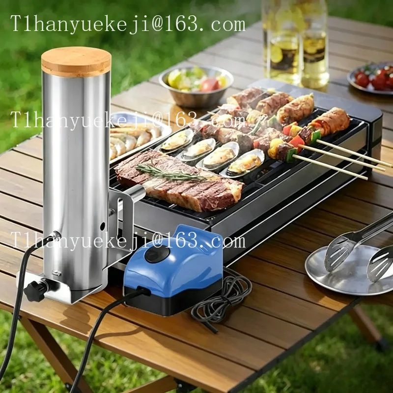 Portable Electric BBQ Smoker with Lid and Air Pump, Wood Pellets Outdoor Cold Smoke Generator