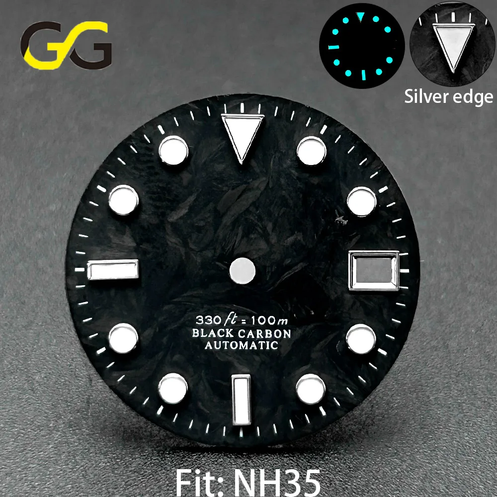 unique-texture-forged-carbon-watch-dial-285mm-c3-green-luminous-for-nh35-nh34-8215-2824-custom-mod-watch-parts