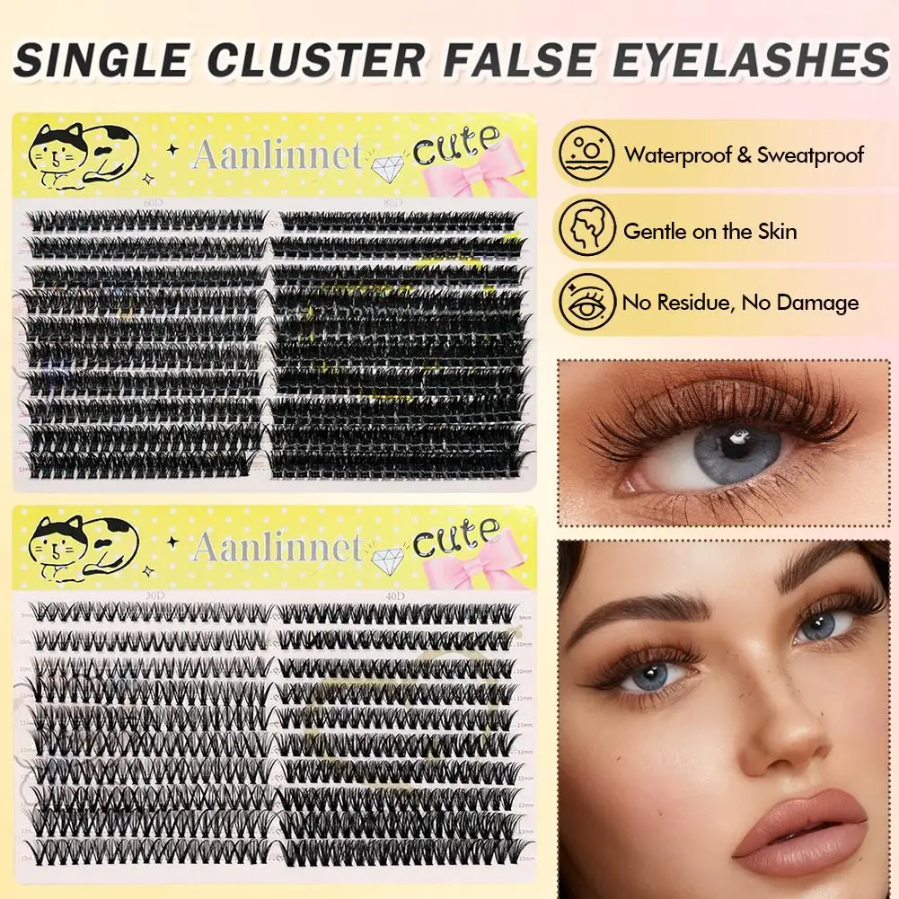 400 Clusters 3D False Eyelashes Naturally Dense Fully Eyelash Extension 30/40/60/80D Curly Thick Eyelashes For Women Makeup Tool