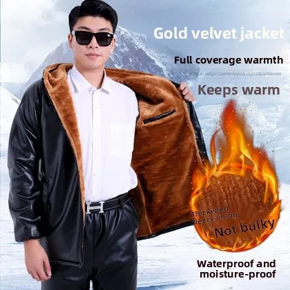 

Мужская утепленная кожаная куртка с капюшоном на флисовой подкладке, ветрозащитная, водонепроницаемая, для работы и повседневной носки, для активного отдыха