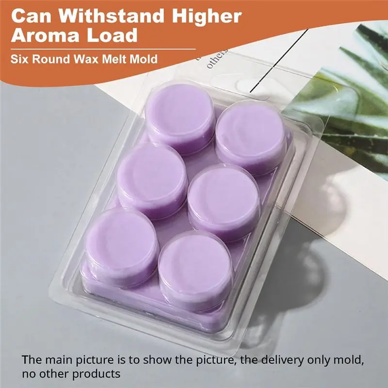 

ABNL 150 Pack Wax Melt Clamshells Molds, 6-Cavity Clear Empty Plastic Round Shape Square Wax Melt Container (Round) Easy Install