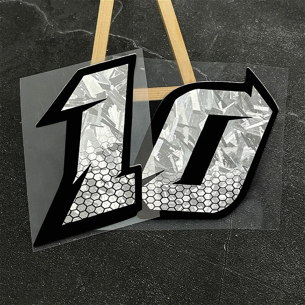 Racing Arabic Number Carbon Fiber Stickers 2PCS Waterproof Vinyl Decals for Motorcycle Helmet Scooter Fairing Tank
