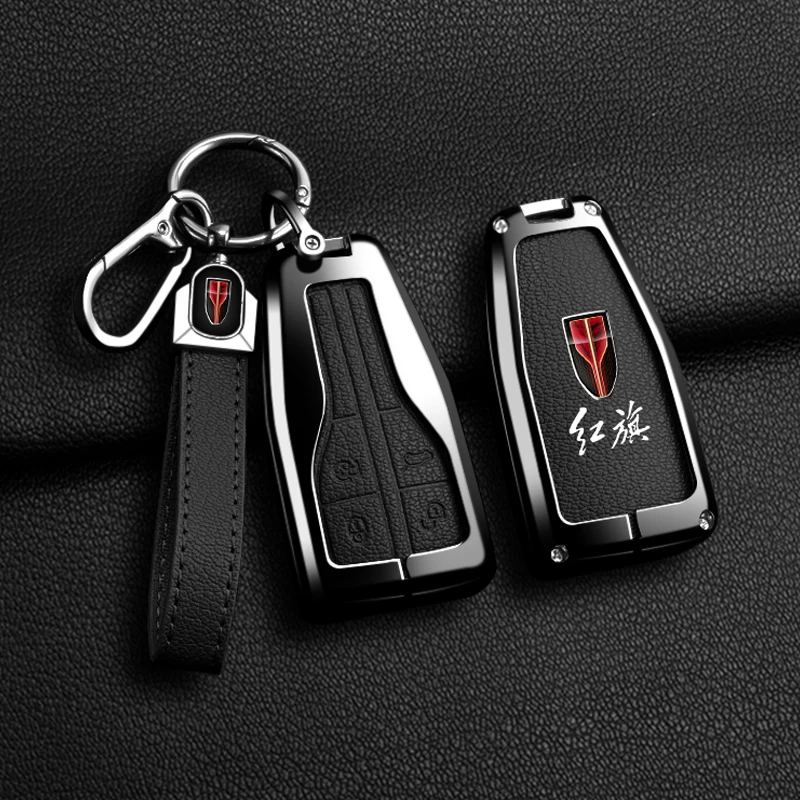 For FAW Hongqi Key Case HS5 H5 H9 HS7 H7 L5 HS3 L9 Car Remote Control Smart Key Pack Zinc Alloy Goatskin Leather Keychain Protec