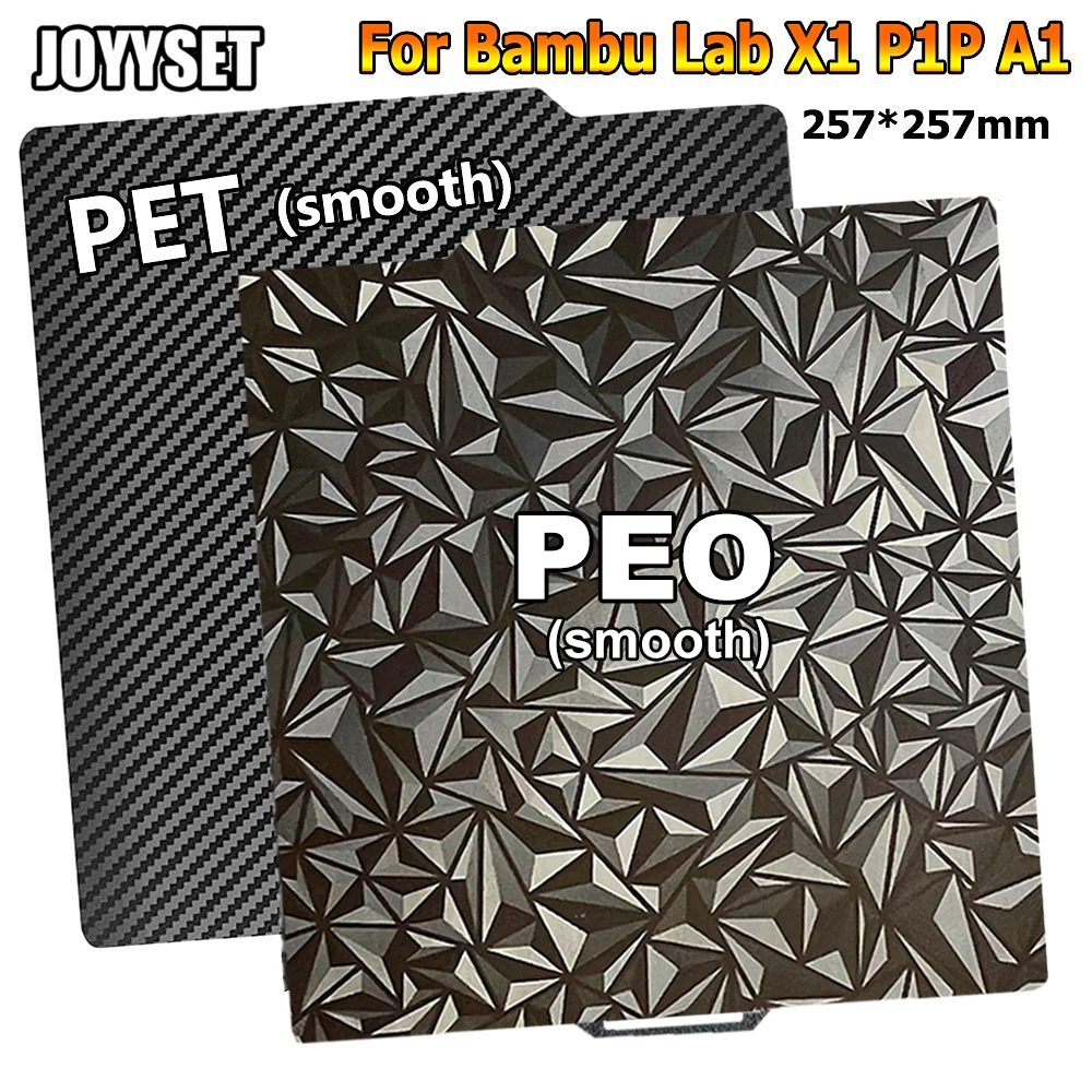 PEO PET Build Plate for Bambu Lab X1 P1P X1E 257*257mm X1C PET Carbon Fiber P1S Diamond Spring Steel Sheet for Bambulabs A1 P1P