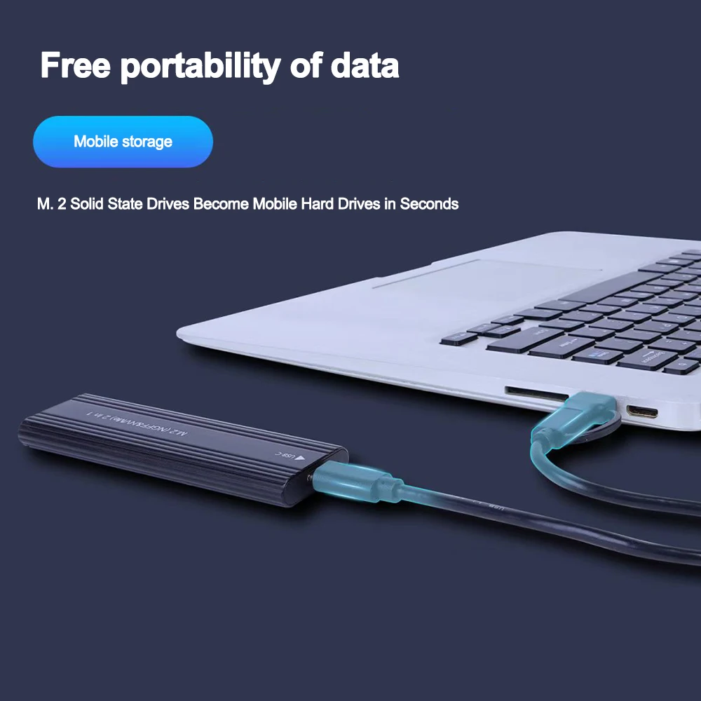 M.2 NVME NGFF SATA Gehäuse M2 SSD Gehäuse Dual Protokolle USB 3.1 Typ C SSD Adapter 10 Gbit/s zu NVMe SATA Externe Festplatte Box – Detail 4