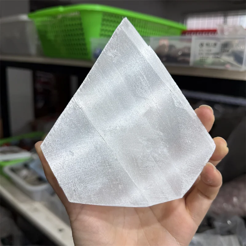 Natural Selenite Crystal Slab Station Mineral Flat Crystal Plate for Cleansing Purification Healing Gift Home Decor