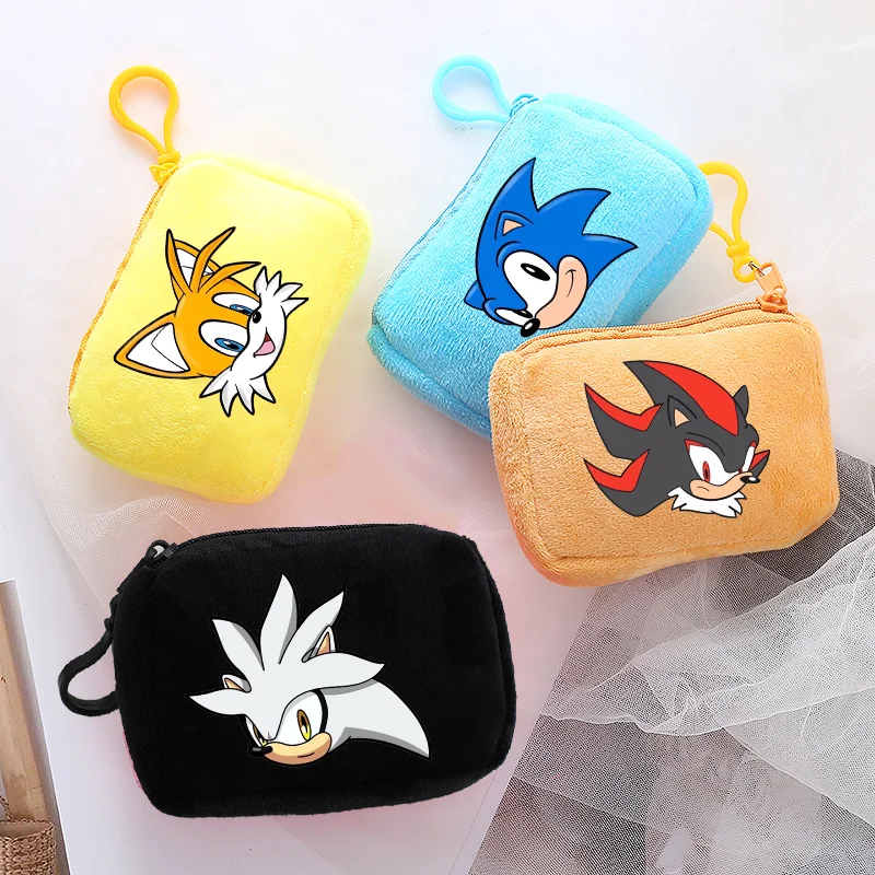 Sonics Wallet New Kawaii Cartoon Anime Popular Boys Girls Coin Zipper Wallets Fashion Plush Headphone Storage Bag Birthday Gift